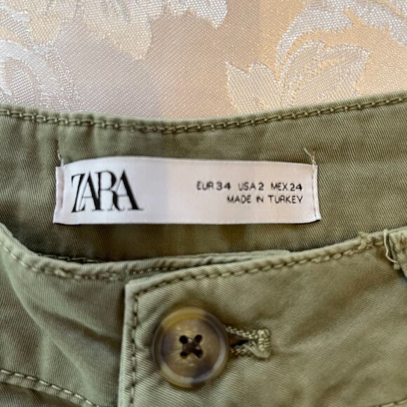 Zara Cargo Pants Green Size US 2 - Picture 2 of 8
